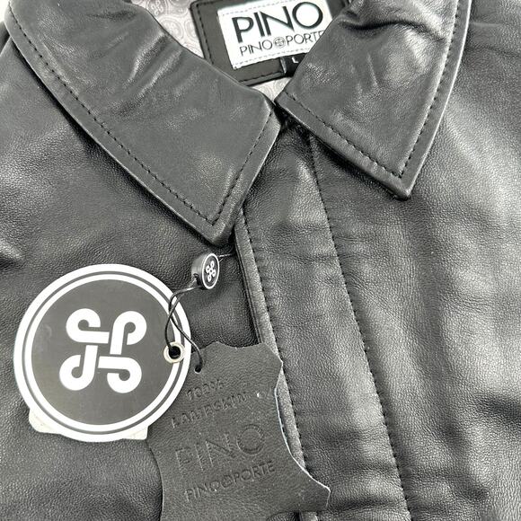 PINO By PinoPorte Men's Black Pilot Leather Bomber Jacket Size L - Picture 4 of 12
